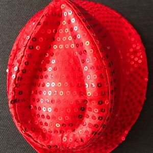 Red sequin light up fedora hat